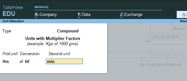 compound unit in tally prime