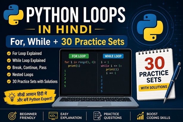 Python loops in Hindi for while loop 30 practice questions tutorial